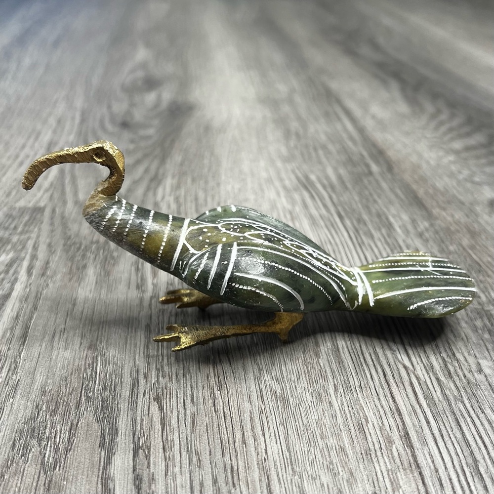 Unique Egyptian Hand Carved Sacred Ibis, Soapstone  Bronze‎ Bird Figurine Statue